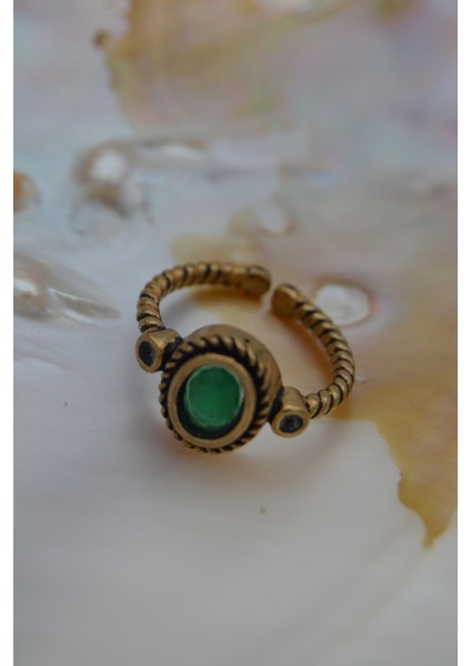 Barok Tasarım Zümrüt Taşlı Yüzük fırsatları