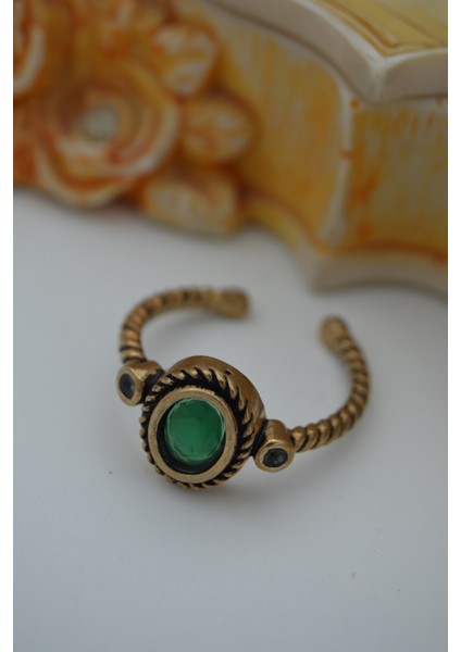 Barok Tasarım Zümrüt Taşlı Yüzük