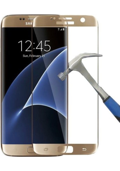 Samsung Galaxy S7 Edge Full Kapatan Renkli Cam Gold