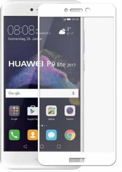Huawei P9 Lite 2016 Full Kapatan Renkli Cam Beyaz