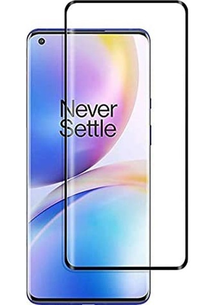 One Plus 8 Full Kapatan Renkli Cam Tam Koruma Siyah