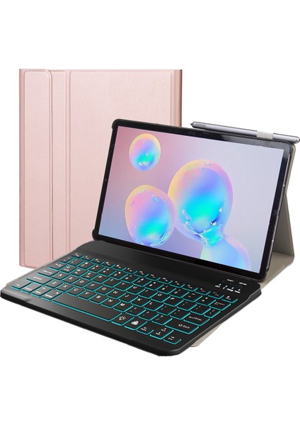 Bluetooth Klavye Koruyucu Deri Kılıf Lenovo Akıllı Tab M10 Hpd Artı TB-X606F 10.3 Inç Altın Gül (Yurt Dışından)