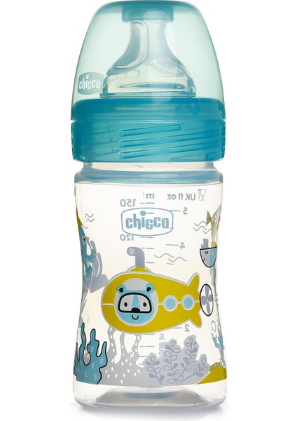 Yeni Wellbeing Biberon Pp Mavi 150 ml Yavaş Akış