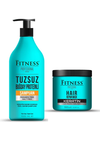 Fitness Professional Tuzsuz Şampuan ve Yoğun Onarıcı Keratin Saç Maskesi Seti