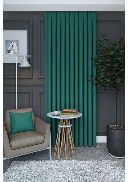 Petrol Mavisi Düz Renk Pileli Petek Dokulu Fon Perde, 1/2,5 Normal Pile, Tek Kanat 90 x 240 cm cm