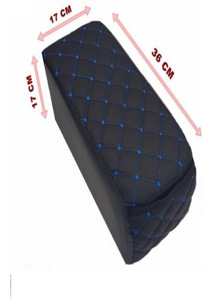 Seat Altea Xl 2006-2015 Kolçak Kol Dayama Üniversal Siyah Deri Mavi Desen Montajsız Cepli