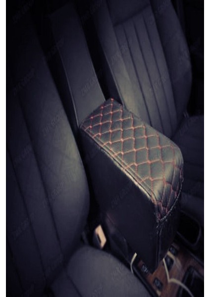Seat Alhambra 1995-2010 Kolçak Kol Dayama Üniversal Siyah Deri Mavi Desen Montajsız Cepli