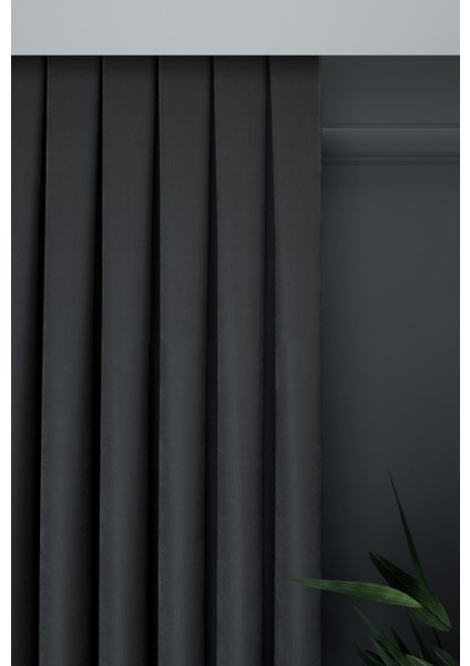 Koyu Gri Düz Renk Pileli Petek Dokulu Fon Perde, 1/2,5 Normal Pile, Tek Kanat 50 x 240 cm cm fiyatları