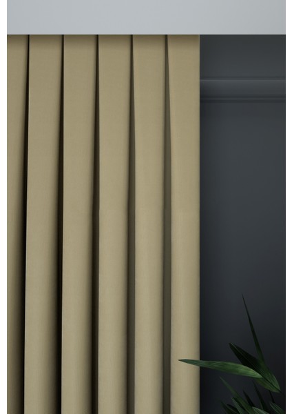 Koyu Krem Düz Renk Pileli Petek Dokulu Fon Perde, 1/2,5 Normal Pile, Tek KANAT50 x 260 cm cm fiyatları