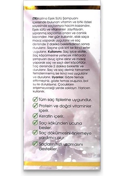 Kallina Eşek Sütü Şampuanı Şampuanı 400 ml
