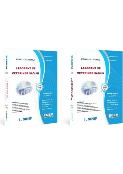 Egem Eğitim Yayınları AÖF Laborant ve Veteriner Sağlık 1. Sınıf Güz ve Bahar Dön. 1 ve 2 Dön. Konu An. Soru