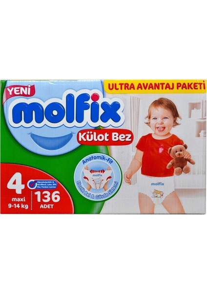 Külot Bebek Bezi 136'LI Ultra Avantaj Paketi 4 Maxi 9-14 kg