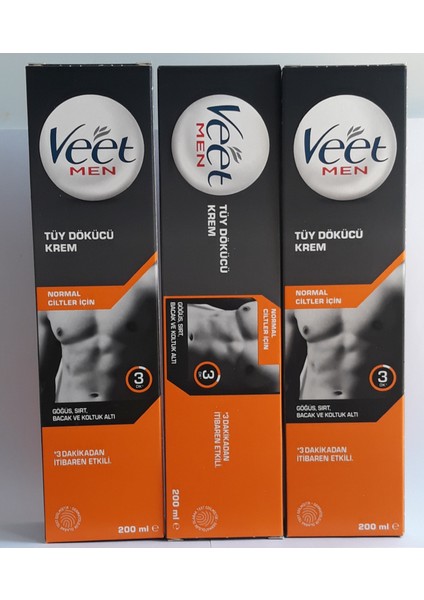 Veet Men Tüy Dökücü 200 ml Erkeklere Özel * 3 Adet Ekonomik Paket