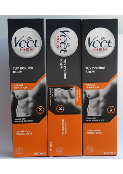 Veet Men Tüy Dökücü 200 ml Erkeklere Özel * 3 Adet Ekonomik Paket