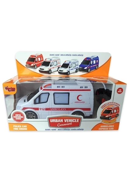 Uzaktan Kumandalı 1:18 Ful Fonksiyonlu Ambulans Minibüs