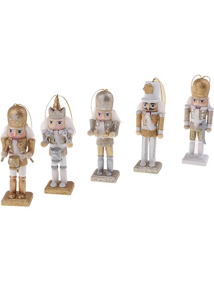 F Fityle 5 Adet 12 cm Ahşap Fındıkkıran Davulcu Asker Rakamlar Modeli Ev Süs Hediye (Yurt Dışından)