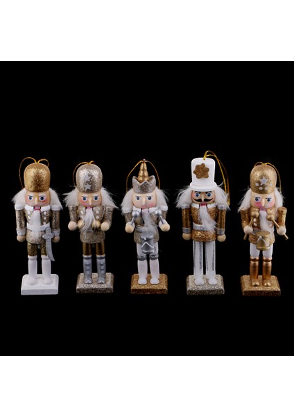 F Fityle 5 Adet 12 cm Ahşap Fındıkkıran Davulcu Asker Rakamlar Modeli Ev Süs Hediye (Yurt Dışından)