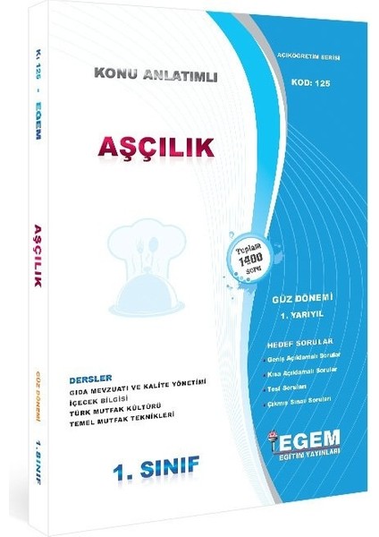 AÖF 1. Sınıf Aşçılık Konu Anlatımlı. Soru Bankası-Güz Dönemi