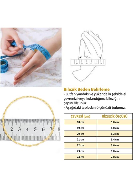 Altın Kaplama 3lü Adana Burması Bilezik (Içi Düz) 6.5 mm