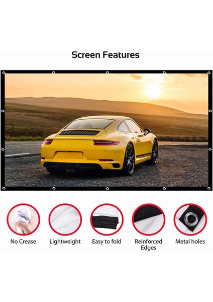 F Fityle 60-150 Inç Katlanır Projektör Ekranı Hd Ev Sinema Açık Film Projeksiyon 60 (133X75 Cm) 16: 9 (Yurt Dışından) modelleri