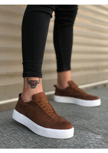 ER0104 Bağcıklı Taba Süet Beyaz Taban Spor Klasik Erkek Ayakkabı modelleri