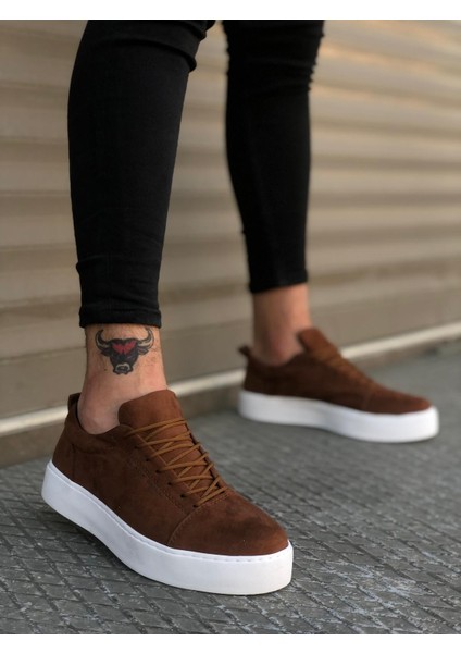 ER0104 Bağcıklı Taba Süet Beyaz Taban Spor Klasik Erkek Ayakkabı indirimleri