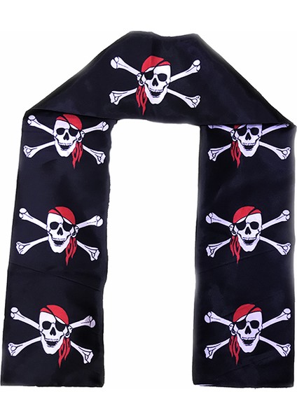 Herşeyburada Parti Aksesuar Siyah Renk Korsan Baskılı Atkı Banner Dekor 150X17 cm