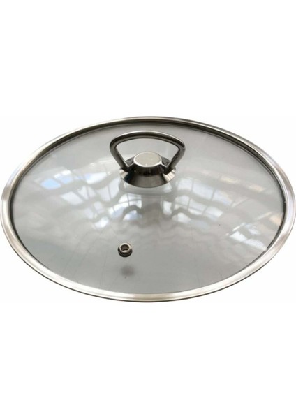 Tencere Tava Sahan İçin Buhar Delikli Temperli Z Tipi Cam Kapak 18 cm