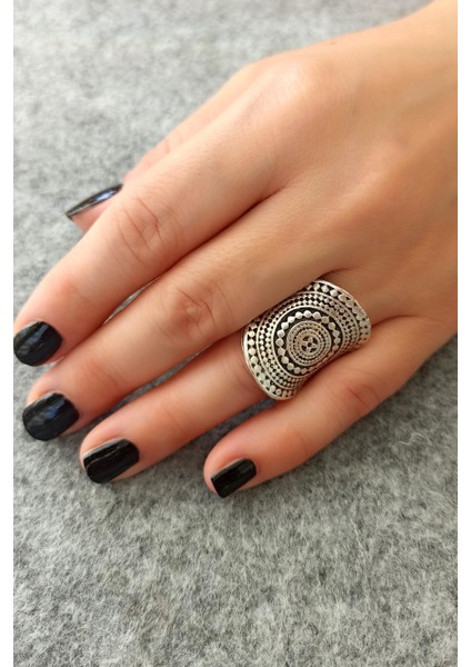 Antik Gümüş Kaplama Otantik Şekilli El Yapımı Ayarlanabilir Yüzük modelleri