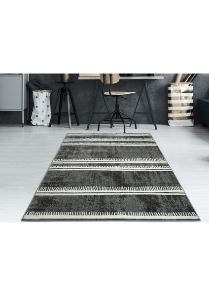 Daymode Siyah Krem Modern Halı DYM002