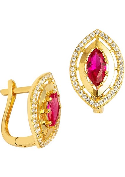 Göz 14 Ayar Taşlı Altın Küpe