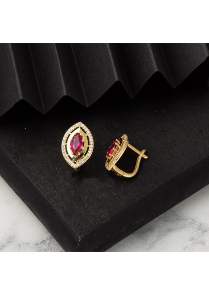 Göz 14 Ayar Taşlı Altın Küpe modelleri