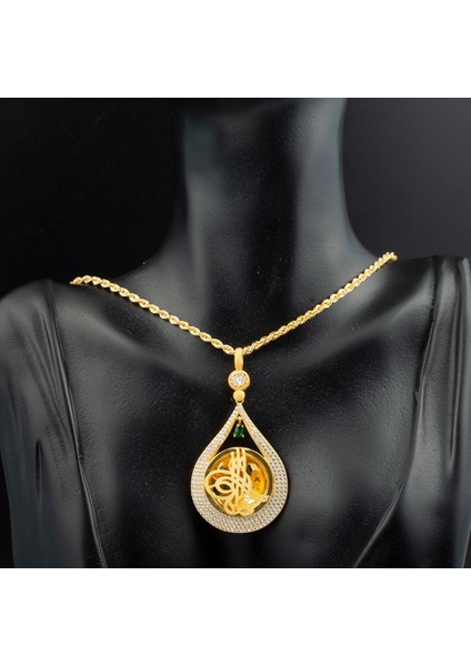 Damla Tuğra Yeşil Taşlı Altın Kolye fiyatları