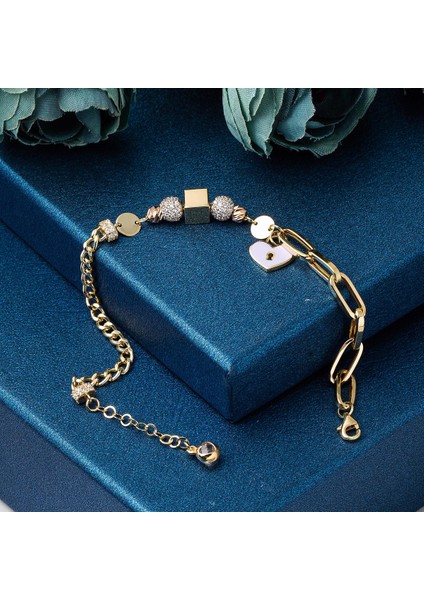 Kilitli Kalp 14 Ayar Altın Bileklik indirimleri