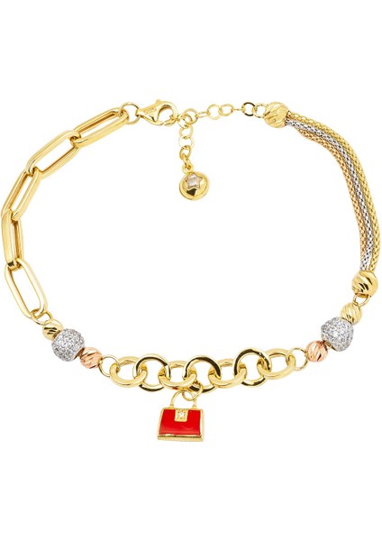 Kırmızı Çanta 14 Ayar Altın Bileklik