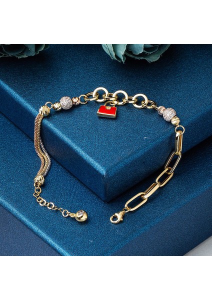 Kırmızı Çanta 14 Ayar Altın Bileklik indirimleri