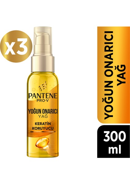 Saç Bakım Yağı Keratin Özlü Onarıcı E Vitaminli 100 ml x 3 Adet