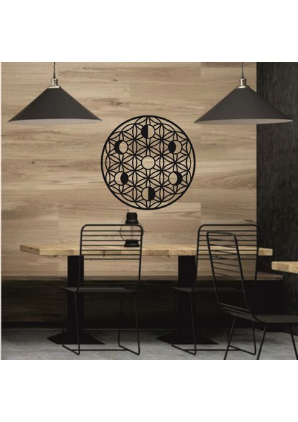 Ahşap Ay Evreleri ve Yaşam Çiçeği Duvar Süsü Ay Döngüsü Kutsal Geometri Tablo Metal Değildir fiyatları