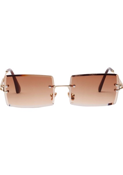 F Fityle Moda Bayan Çerçevesiz Güneş Gözlüğü Tasarımcı Renkli Lens Gözlük Shades Kahve (Yurt Dışından)