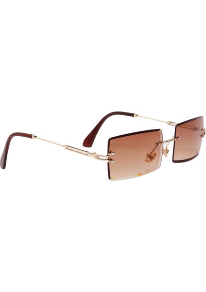 F Fityle Moda Bayan Çerçevesiz Güneş Gözlüğü Tasarımcı Renkli Lens Gözlük Shades Kahve (Yurt Dışından)