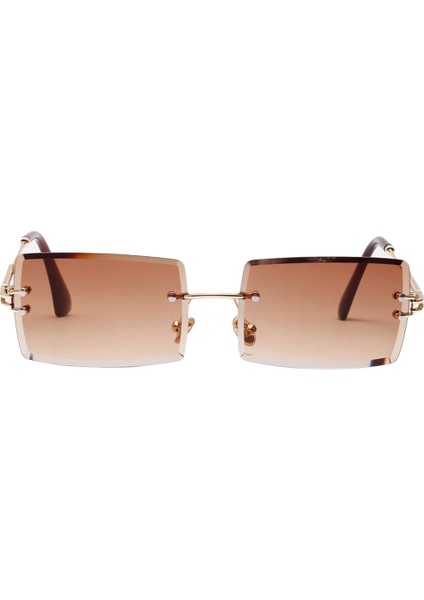 F Fityle Moda Bayan Çerçevesiz Güneş Gözlüğü Tasarımcı Renkli Lens Gözlük Shades Kahve (Yurt Dışından)