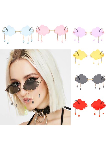 F Fityle Kadınlar Için Moda Çerçevesiz Güneş Gözlüğü Bulut Püskül Güneş Gözlüğü Shades Sarı (Yurt Dışından)