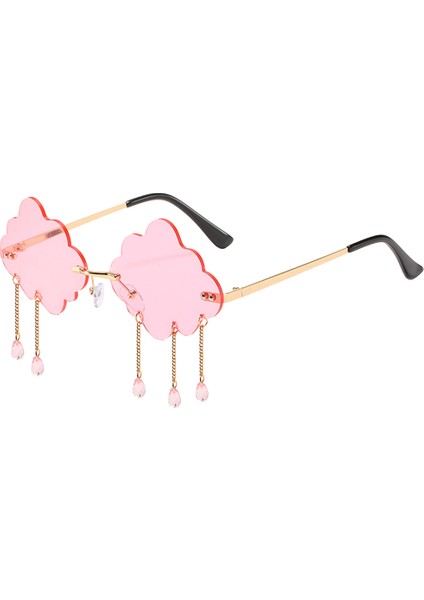 F Fityle Kadınlar Için Moda Çerçevesiz Güneş Gözlüğü Bulut Püskül Güneş Gözlüğü Tonları Pembe (Yurt Dışından) fiyatları