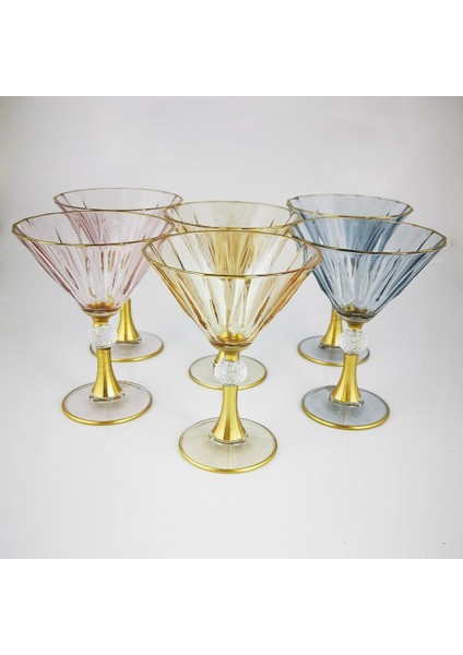 6'lı Altın Yaldızlı Lüsterli Dondurmalık - Sunum Kasesi