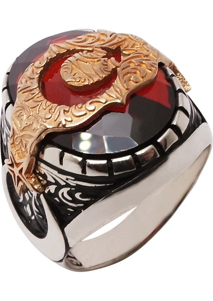 Altın Yaldızlı Ayyıldız Gümüş Erkek Yüzük fiyatları