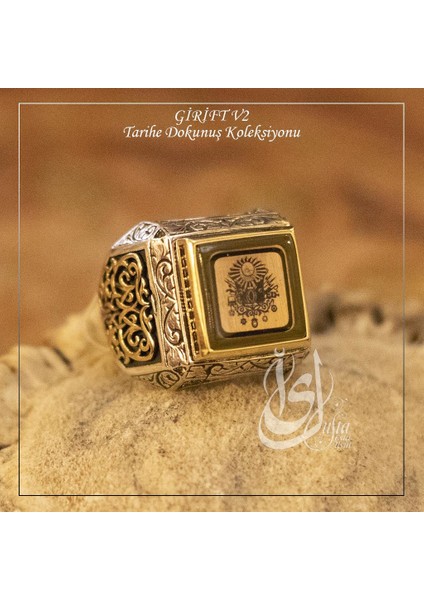 Islam Usta Tasarımı Osmanlı Arması Girift Model 1 Gümüş Erkek Yüzük fiyatları