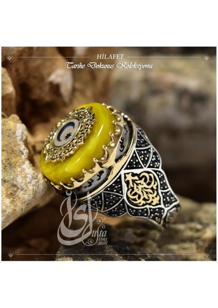 Islam Usta Tasarımı Hilafet Gümüş Erkek Yüzük
