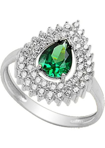 Dionisos Zümrüt Taşlı Kadın Gümüş Yüzük