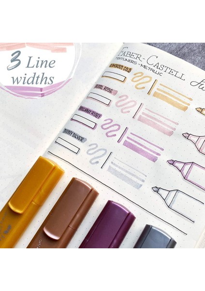 Faber Castell Metalik Renkler Fosforlu Kalem 4 Renk
