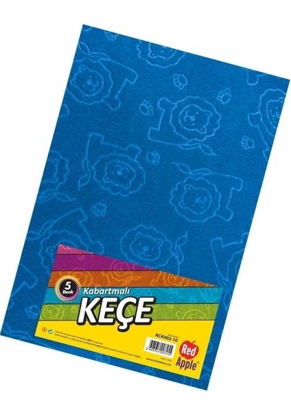 Aslan Kabartmalı Desenli Keçe A4 5 Renk 10'lu Paket